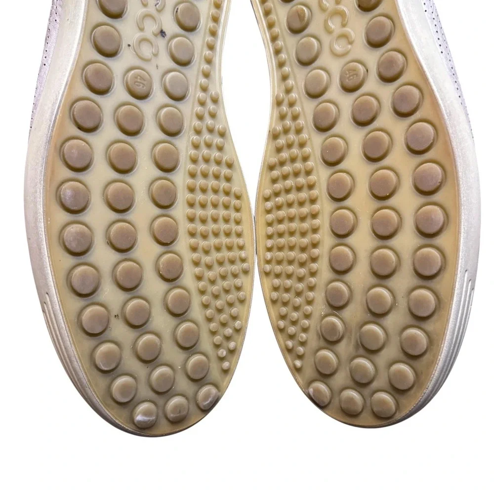 ECCO Shoes Mens Size 12 Gray Leather Perforated Lace Up Casual Sneakers